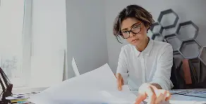 Case manager reviewing documents